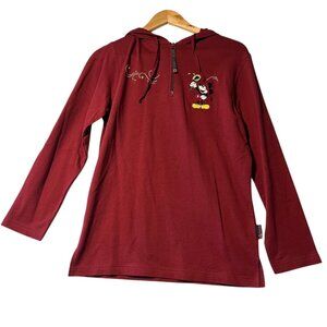 Vtg Mickey Unlimited Sweater Womens S Red 1/2 Zip Pullover Embroidered Deadstock